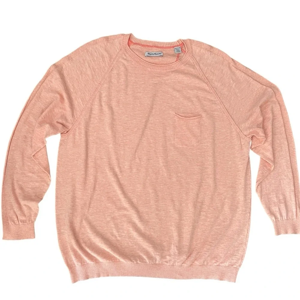 Tommy‎ Bahama Men's Long Sleeve Crew Neck Sweater Salmon Peach Casual Pullover